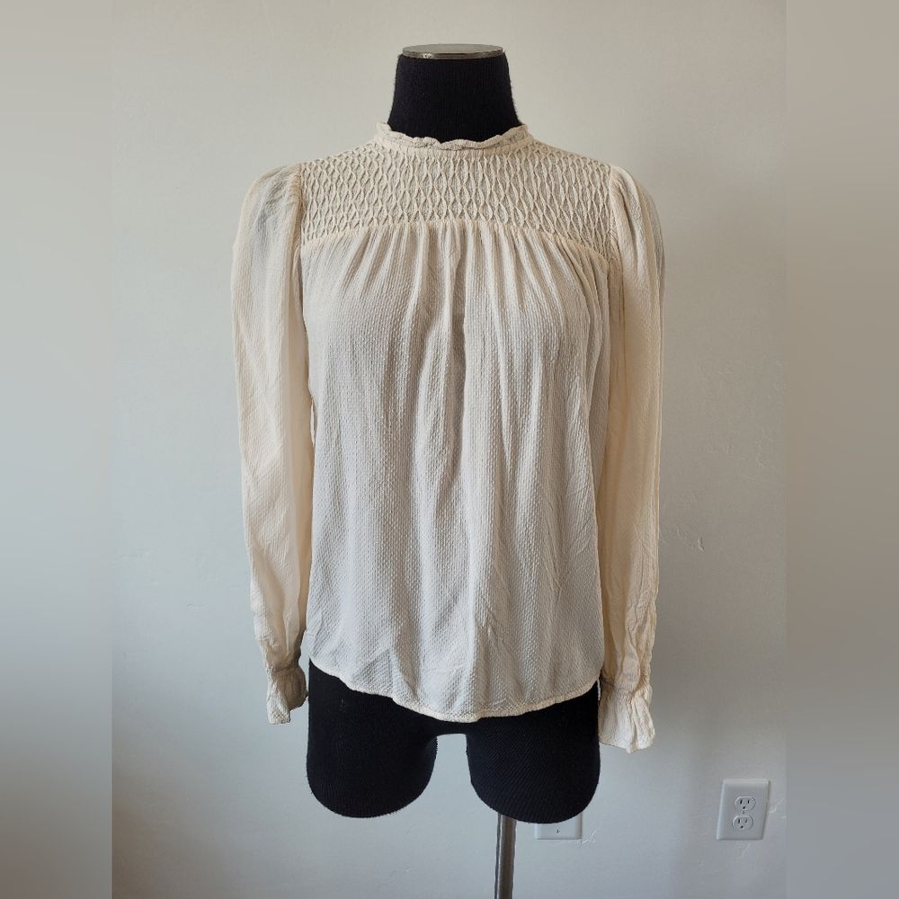 Ivory Peasant Blouse Feminine Romantic Cottagecore Pastoral Tradwife Modest XS - Picture 2 of 12